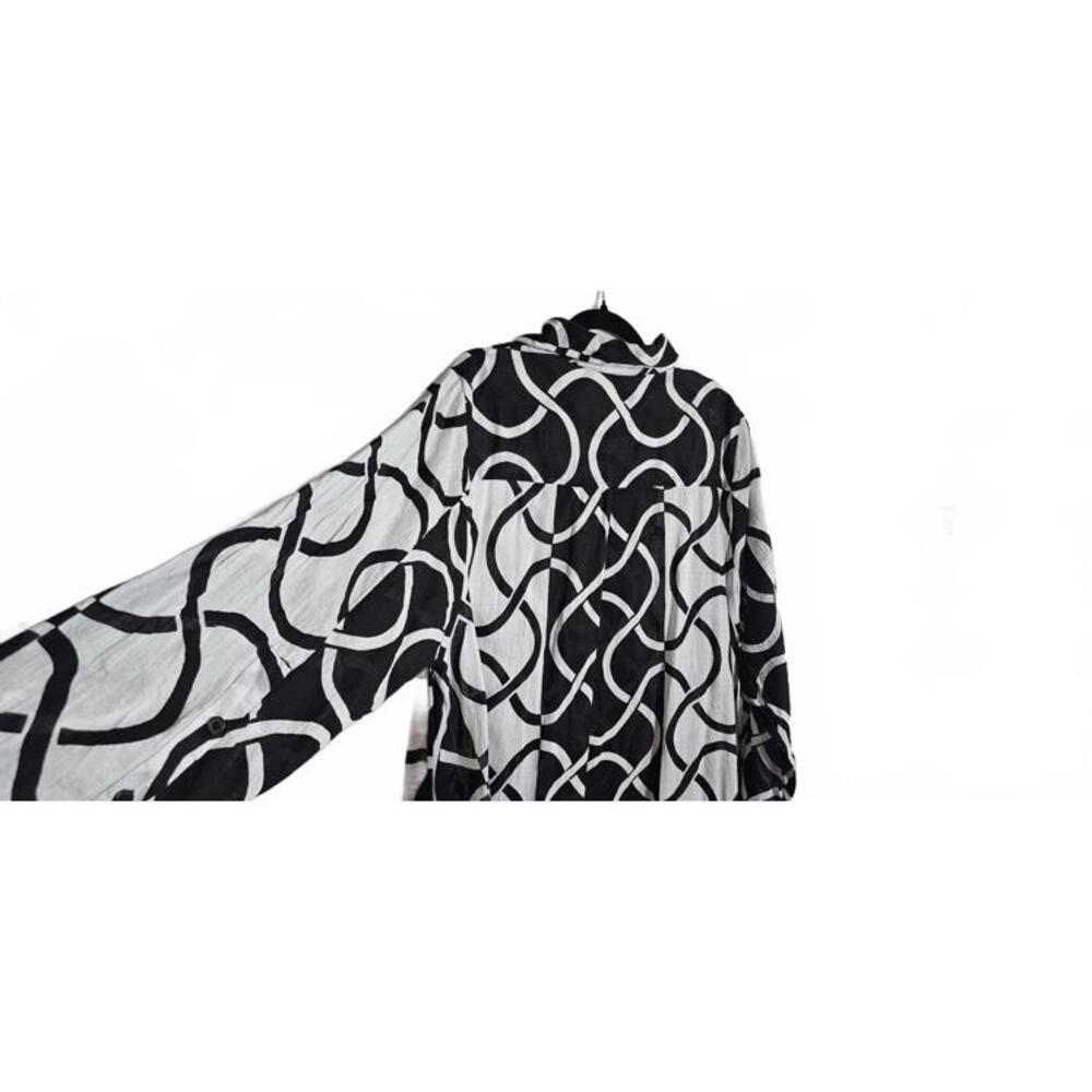 Step in Style 2X Black and White Patterned Long Sleeve Dress 100% Cotton - Picture 4 of 14